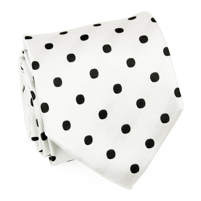 Black and White Polka Dot Modern Cut Silk Tie Paul Malone Ties - Paul Malone.com