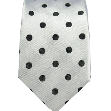 Black and White Polka Dot Modern Cut Silk Tie Paul Malone Ties - Paul Malone.com