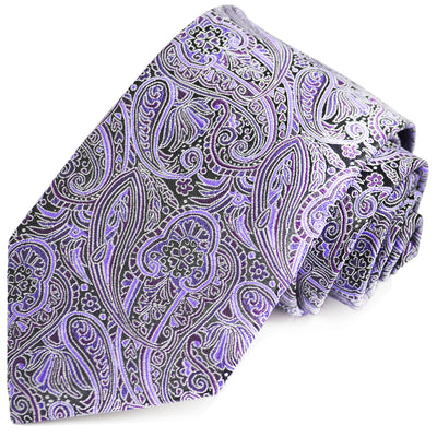 Purple and Black Paisley Silk Necktie by Paul Malone Paul Malone Ties - Paul Malone.com