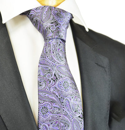 Purple and Black Paisley Silk Necktie by Paul Malone Paul Malone Ties - Paul Malone.com