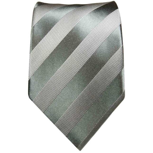 Silver Grey Striped Silk Tie and Accessories Paul Malone Ties - Paul Malone.com