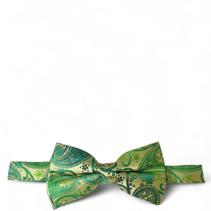 Green and Gold Paisley Silk Bow Tie Paul Malone Bow Ties - Paul Malone.com