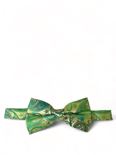 Green and Gold Paisley Silk Bow Tie Paul Malone Bow Ties - Paul Malone.com