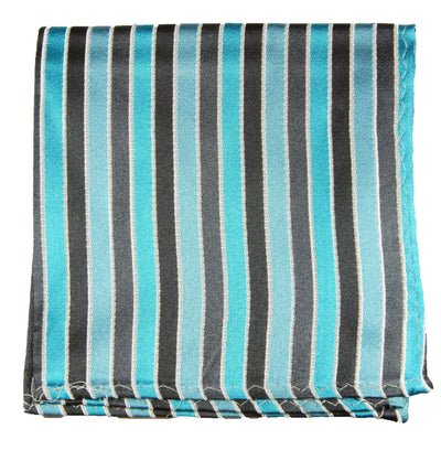 Turquoise Striped Silk Pocket Square Paul Malone Pocket Square - Paul Malone.com