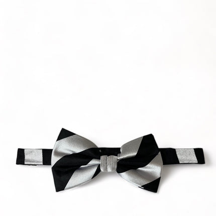 Black and Silver Striped Silk Bow Tie Paul Malone Bow Ties - Paul Malone.com