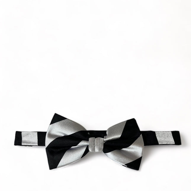 Black and Silver Striped Silk Bow Tie Paul Malone Bow Ties - Paul Malone.com