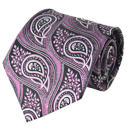 Purple and Black Paisley Silk Necktie Paul Malone Ties - Paul Malone.com