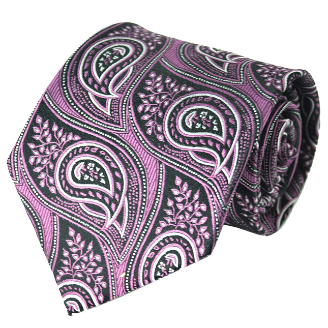 Purple and Black Paisley Silk Necktie Paul Malone Ties - Paul Malone.com