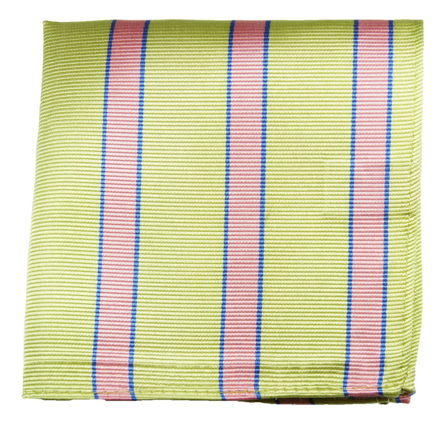 Green and Pink Striped Silk Pocket Square Paul Malone Pocket Square - Paul Malone.com