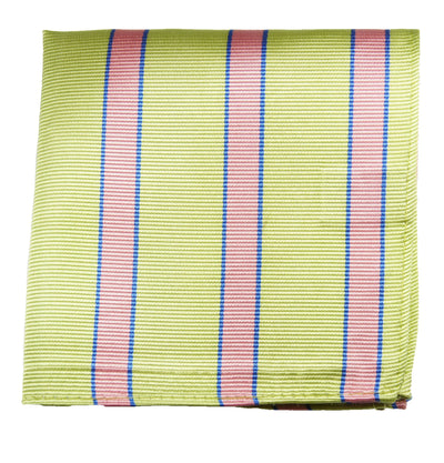 Green and Pink Striped Silk Pocket Square Paul Malone Pocket Square - Paul Malone.com