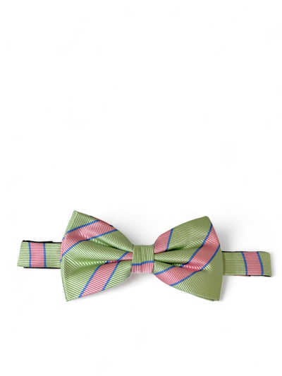Mint Green and Pink Striped Silk Bow Tie Paul Malone Bow Ties - Paul Malone.com