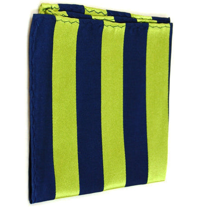 Navy and Green Striped Silk Pocket Square Paul Malone - Paul Malone.com