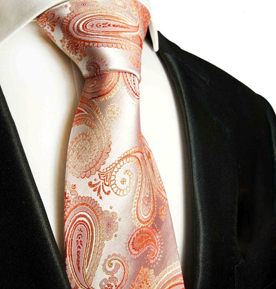 Coral Paisley Silk Necktie by Paul Malone Paul Malone Ties - Paul Malone.com