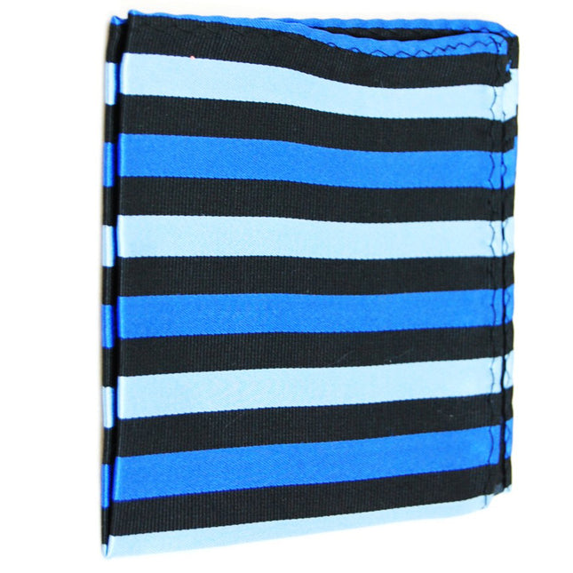 Blue and Black Striped Silk Pocket Square Paul Malone - Paul Malone.com