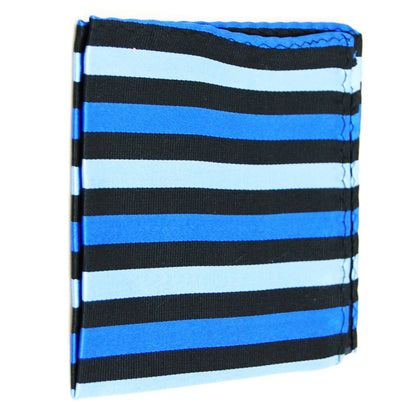 Blue and Black Striped Silk Pocket Square Paul Malone - Paul Malone.com