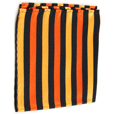 Orange and Black Striped Silk Pocket Square Paul Malone - Paul Malone.com