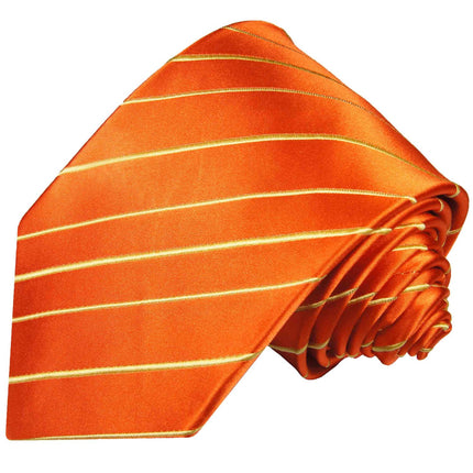 Orange Striped Silk Necktie Set Paul Malone Ties - Paul Malone.com