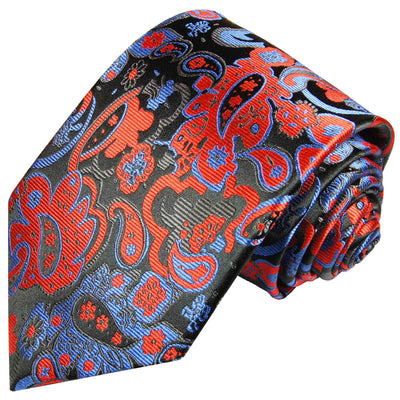 Navy and Red Paisley Silk Necktie Set by Paul Malone Paul Malone Ties - Paul Malone.com