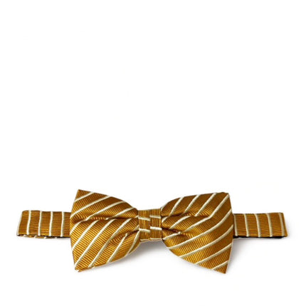 Gold Brown Striped Silk Bow Tie Paul Malone Bow Ties - Paul Malone.com