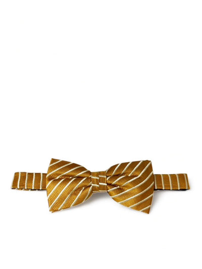 Gold Brown Striped Silk Bow Tie Paul Malone Bow Ties - Paul Malone.com