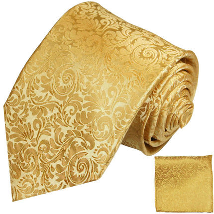 Yellow Paisley Silk Necktie and Hanky Set Paul Malone Ties - Paul Malone.com