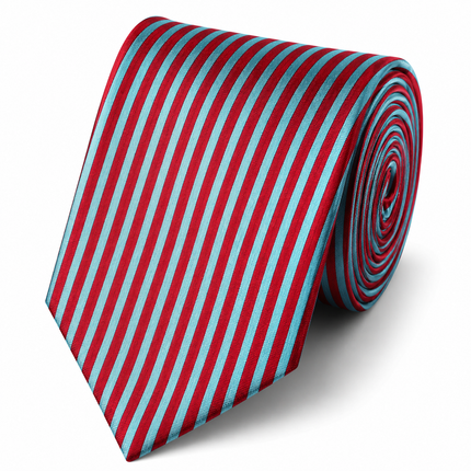 Red and Turquoise Striped Silk Necktie Set Paul Malone Ties - Paul Malone.com