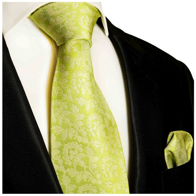 Silk Necktie Set by Paul Malone . Summer Green