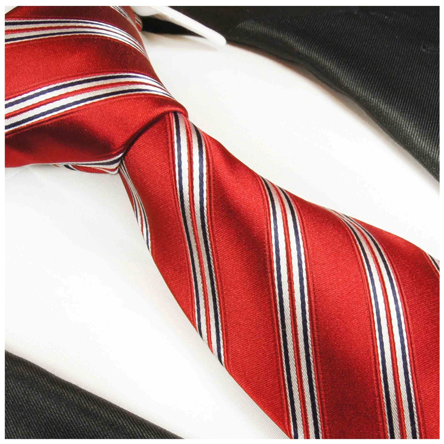 Emporio Armani Men's Italy Silk Cotton Blend Red White Striped buy Necktie Neck Tie