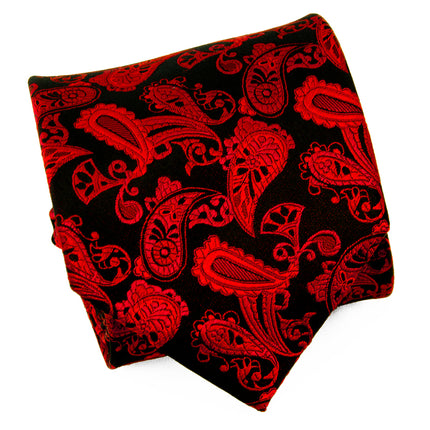 Red and Black Paisley Silk Necktie Paul Malone Ties - Paul Malone.com