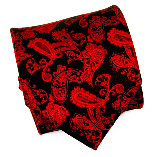 Red and Black Paisley Silk Necktie Paul Malone Ties - Paul Malone.com
