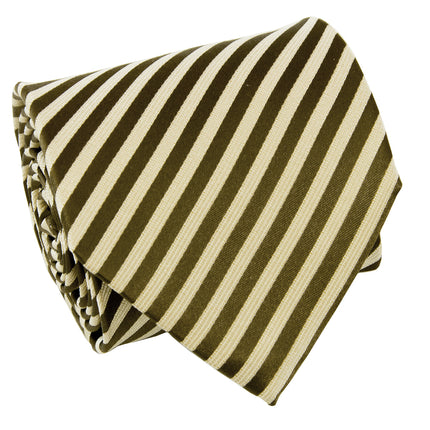 Brown and Cream Striped Silk Tie Set Paul Malone Ties - Paul Malone.com