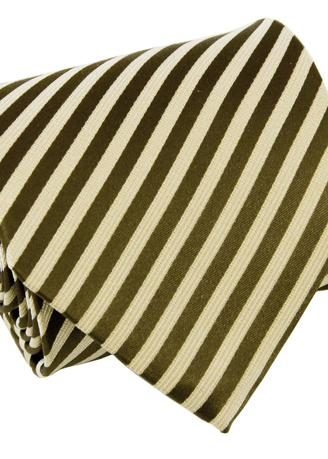 Brown and Cream Striped Silk Tie Set Paul Malone Ties - Paul Malone.com