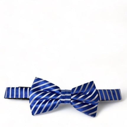 Blue and White Striped Silk Bow Tie Paul Malone Bow Ties - Paul Malone.com