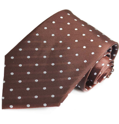 Brown and White Polka Dots Silk Tie Set Paul Malone Ties - Paul Malone.com