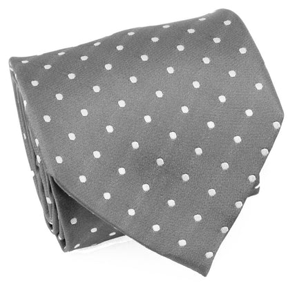 Grey with Silver Polka Dots Silk Tie Paul Malone Ties - Paul Malone.com