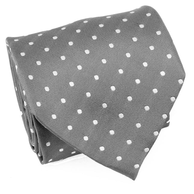 Grey with Silver Polka Dots Silk Tie and Accessories Paul Malone Ties - Paul Malone.com