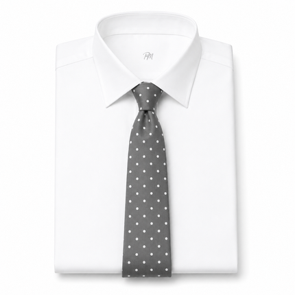 Grey with Silver Polka Dots Silk Tie Paul Malone Ties - Paul Malone.com