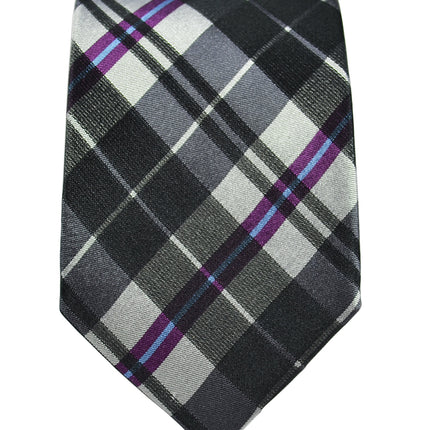 Black and Purple Plaid Silk Tie