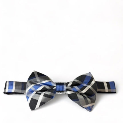 Blue and Grey Plaid Silk Bow Tie Paul Malone Bow Ties - Paul Malone.com