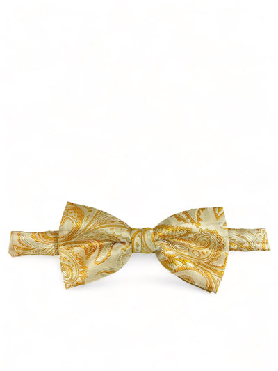 Gold Paisley Bow Tie and Pocket Square Paul Malone Bow Ties - Paul Malone.com