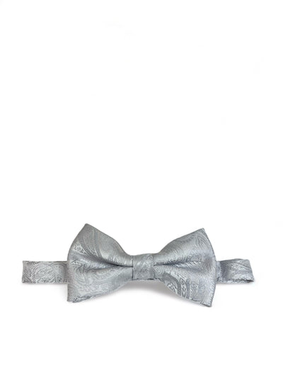 Silver White Paisley Bow Tie and Pocket Square Paul Malone Bow Ties - Paul Malone.com