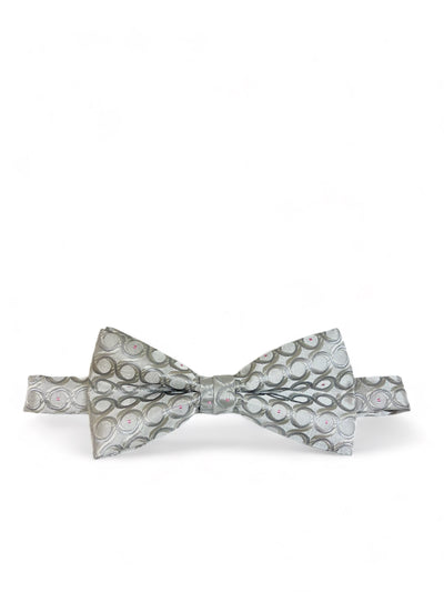 Silver Patterned Bow Tie and Pocket Square Paul Malone Bow Ties - Paul Malone.com