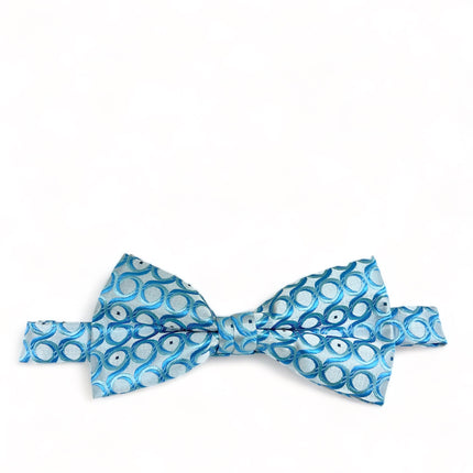 Sky Blue Patterned Bow Tie and Pocket Square Paul Malone Bow Ties - Paul Malone.com