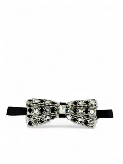 Silver and Black Jeweled Bow Tie Paul Malone Bow Ties - Paul Malone.com