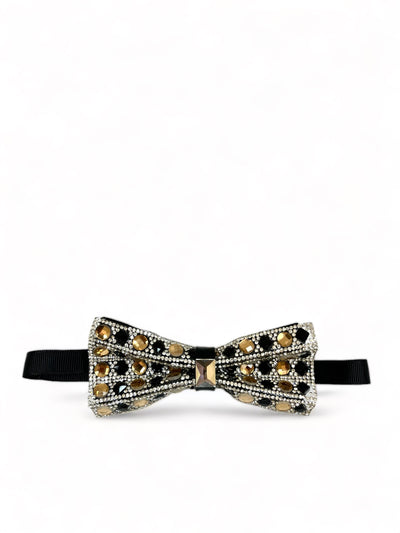 Black and Taupe Jeweled Bow Tie Paul Malone Bow Ties - Paul Malone.com