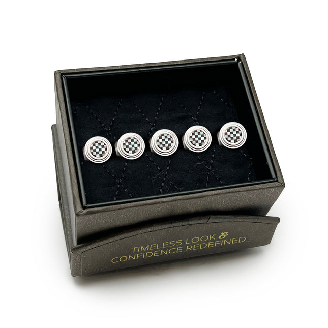 Onyx and Mother of Pearl Checker Step 5-Studs Ox and Bull Trading Co. Studs - Paul Malone.com