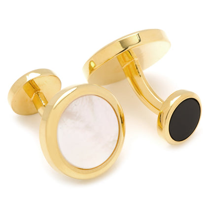 Double Sided Gold Mother of Pearl Round Beveled 5-Stud Set Ox and Bull Trading Co. Stud Set - Paul Malone.com