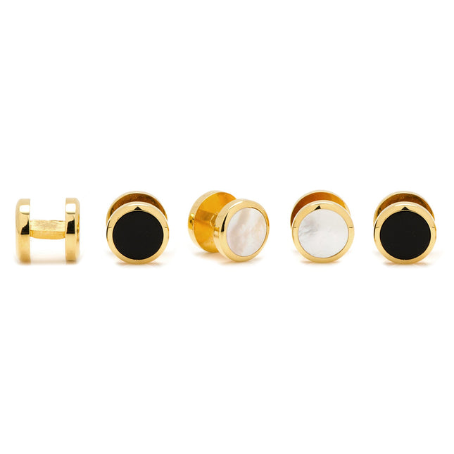 Double Sided Gold Onyx Round Beveled 5-Stud Set Ox and Bull Trading Co. Stud Set - Paul Malone.com