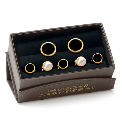 Double Sided Gold Onyx Round Beveled 5-Stud Set Ox and Bull Trading Co. Stud Set - Paul Malone.com