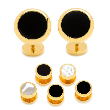 Double Sided Gold Onyx Round Beveled 5-Stud Set Ox and Bull Trading Co. Stud Set - Paul Malone.com
